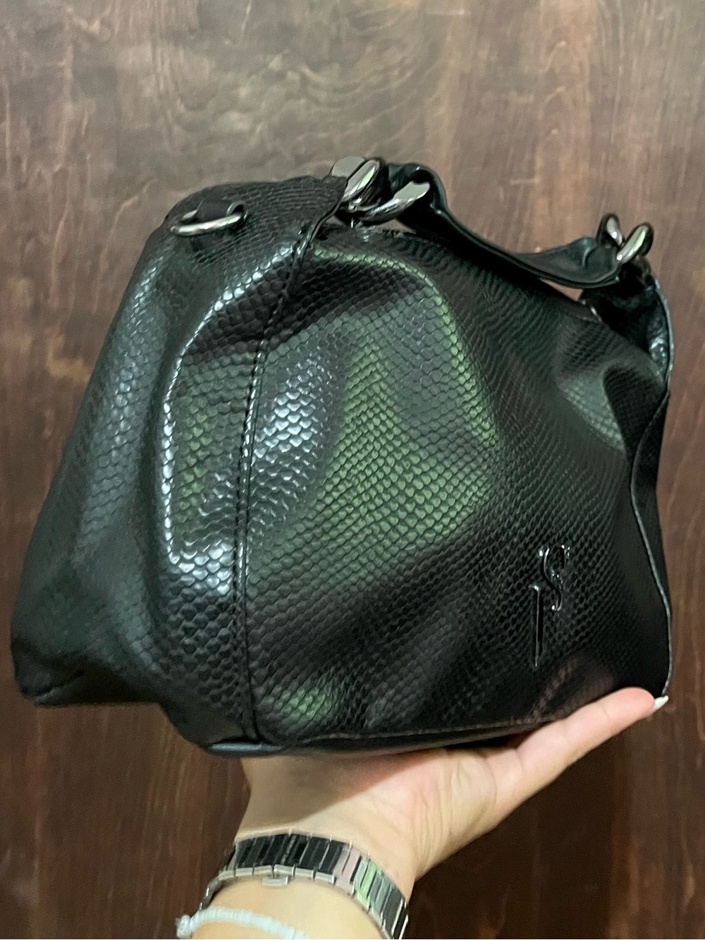 Simply Vera Vera Wang Black Snake Embossed Y2K Shoulder Bag - Picture 3 of 7